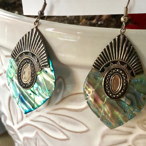 Paua Shell Drop Earrings - Picture 4 of 5